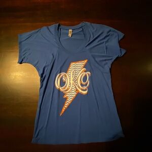 Blue OKC Graphic Women's Top, size small, NWOT